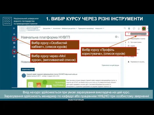 1. ВИБІР КУРСУ ЧЕРЕЗ РІЗНІ ІНСТРУМЕНТИ Вхід на курс здійснюється при умові