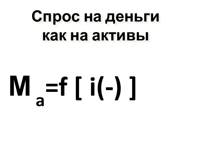 Спрос на деньги как на активы М a=f [ i(-) ]