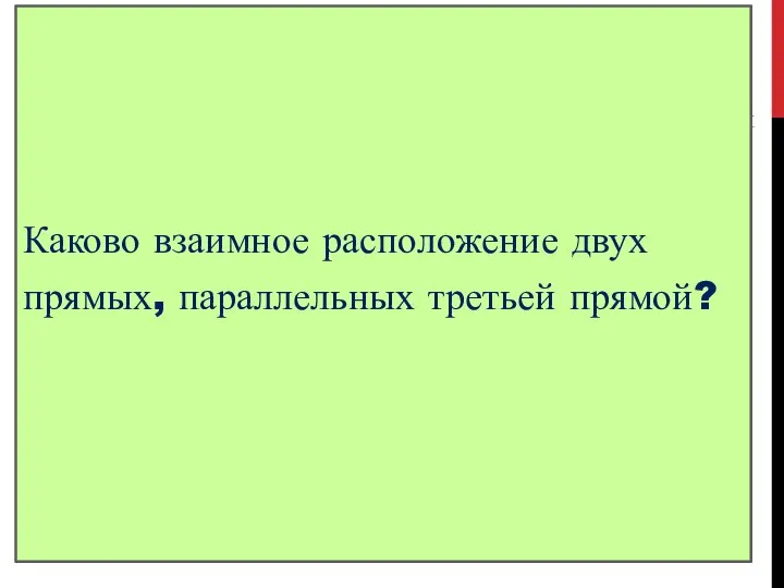 Определение Две прямые называют параллельными, если они не пересекаются. a b Доказательство