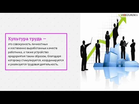 Культура труда — это совокупность личностных и постепенно выработанных качеств работника, а