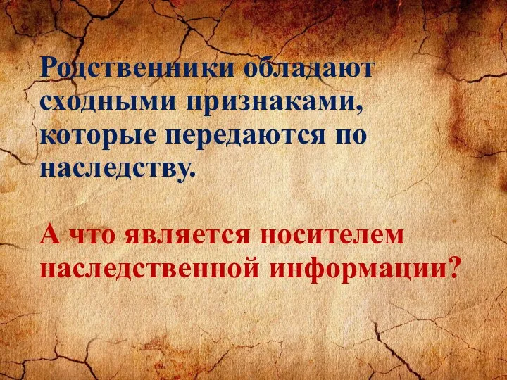 Родственники обладают сходными признаками, которые передаются по наследству. А что является носителем наследственной информации?