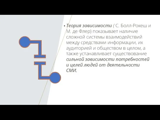 Теория зависимости ( С. Болл-Рокеш и М. де Флер) показывает наличие сложной