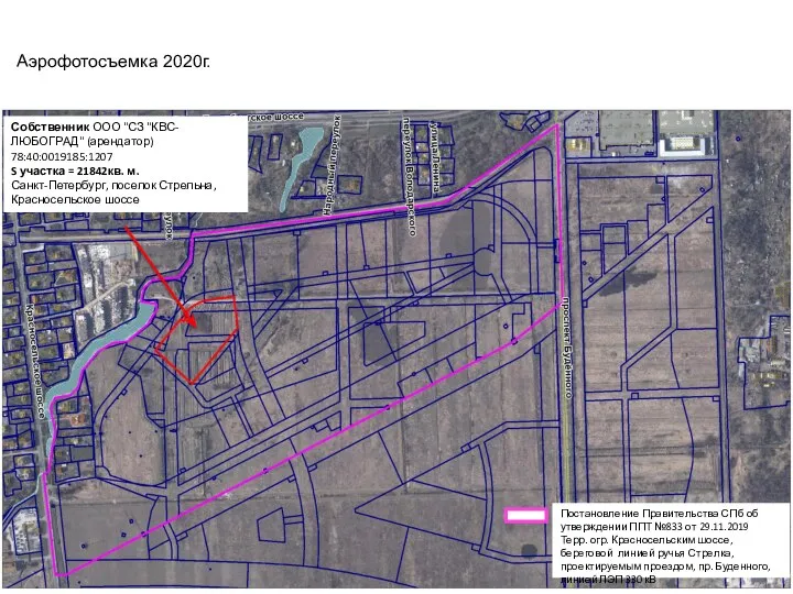 Аэрофотосъемка 2020г. Постановление Правительства СПб об утверждении ППТ №833 от 29.11.2019 Терр.