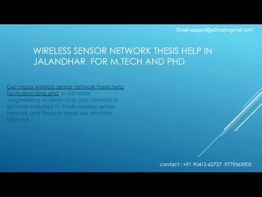 WIRELESS SENSOR NETWORK THESIS HELP IN JALANDHAR FOR M.TECH AND PHD Get