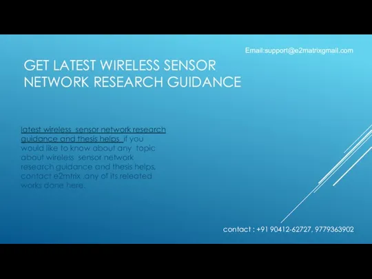 GET LATEST WIRELESS SENSOR NETWORK RESEARCH GUIDANCE latest wireless sensor network research