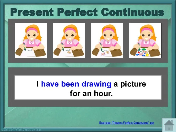 I have been drawing a picture for an hour. Present Perfect Continuous
