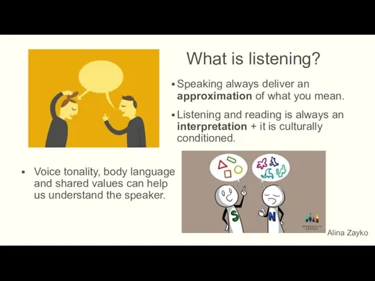 What is listening? Speaking always deliver an approximation of what you mean.