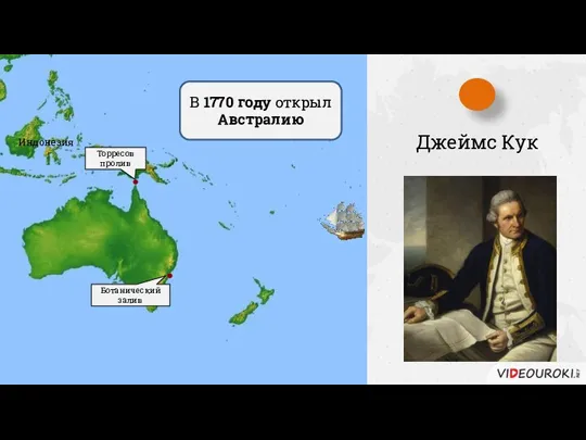 Джеймс Кук В 1770 году открыл Австралию Ботанический залив Торресов пролив Индонезия