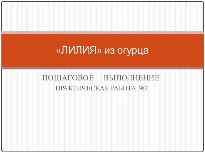 ПОШАГОВОЕ ВЫПОЛНЕНИЕ ПРАКТИЧЕСКАЯ РАБОТА №2 «ЛИЛИЯ» из огурца