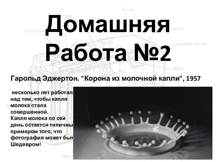 Домашняя Работа №2 Гарольд Эджертон. "Корона из молочной капли", 1957 несколько лет