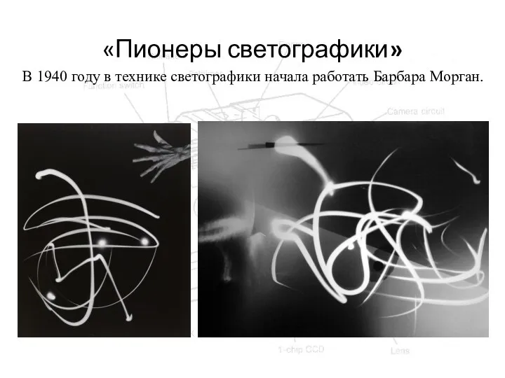 «Пионеры светографики» В 1940 году в технике светографики начала работать Барбара Морган.