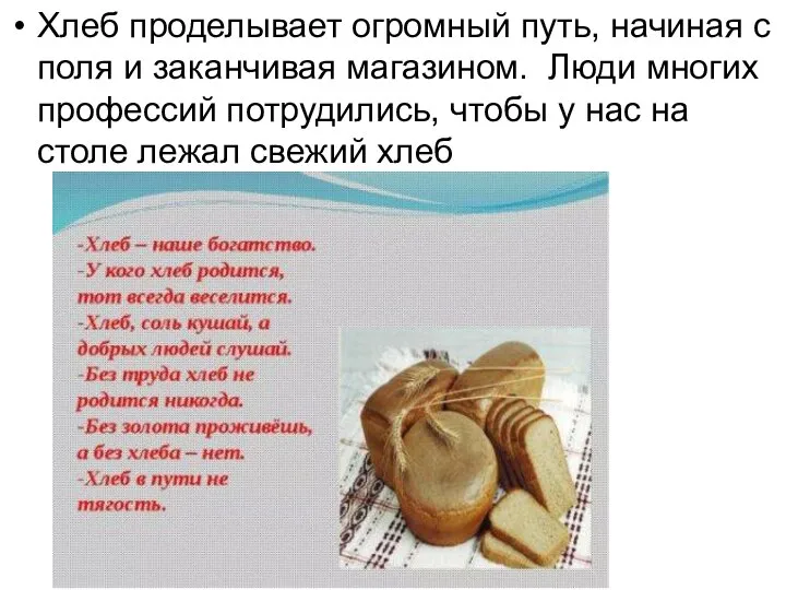 Хлеб проделывает огромный путь, начиная с поля и заканчивая магазином. Люди многих