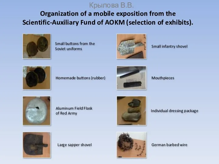 Крылова В.В. Organization of a mobile exposition from the Scientific-Auxiliary Fund of