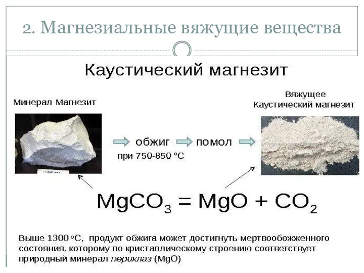 2. Магнезиальные вяжущие вещества