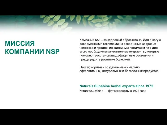 Компания NSP – за здоровый образ жизни. Идя в ногу с современными