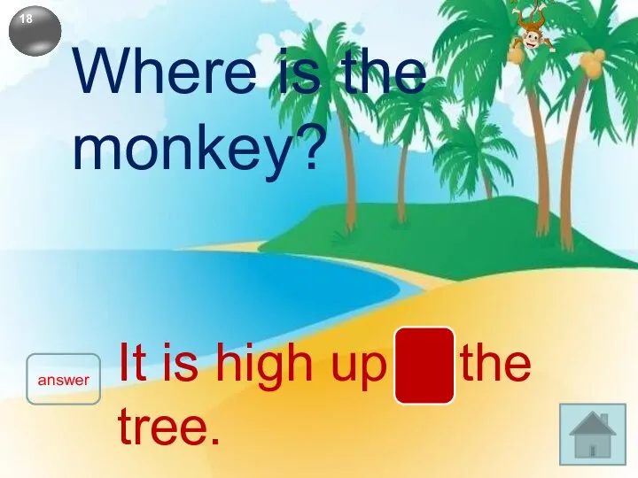 Where is the monkey? answer It is high up in the tree.