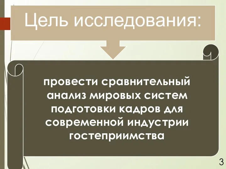 провести сравнительный анализ мировых систем подготовки кадров для современной индустрии гостеприимства Цель исследования: .