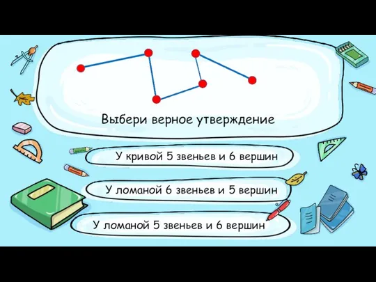 Выбери верное утверждение У кривой 5 звеньев и 6 вершин У ломаной