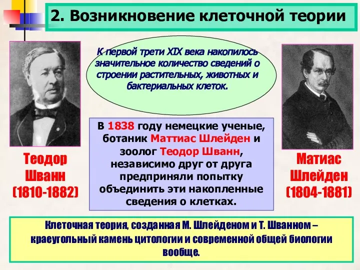 2. Возникновение клеточной теории К первой трети XIX века накопилось значительное количество