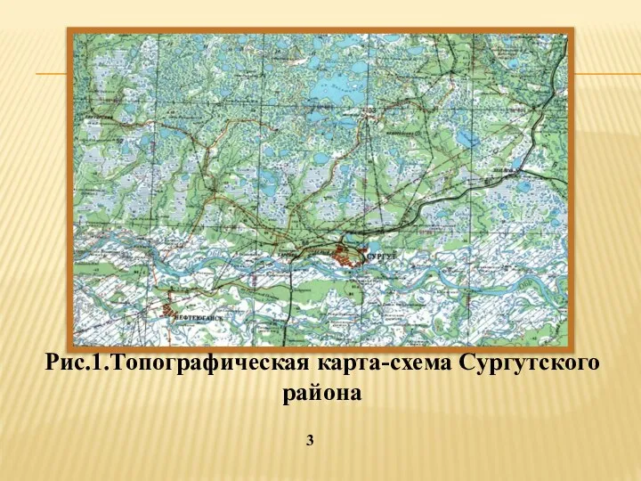 Рис.1.Топографическая карта-схема Сургутского района 3