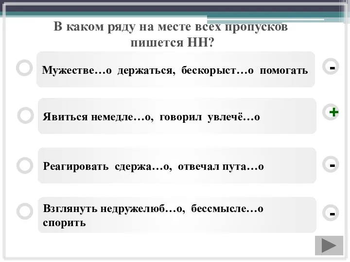 В каком ряду на месте всех пропусков пишется НН? Явиться немедле…о, говорил