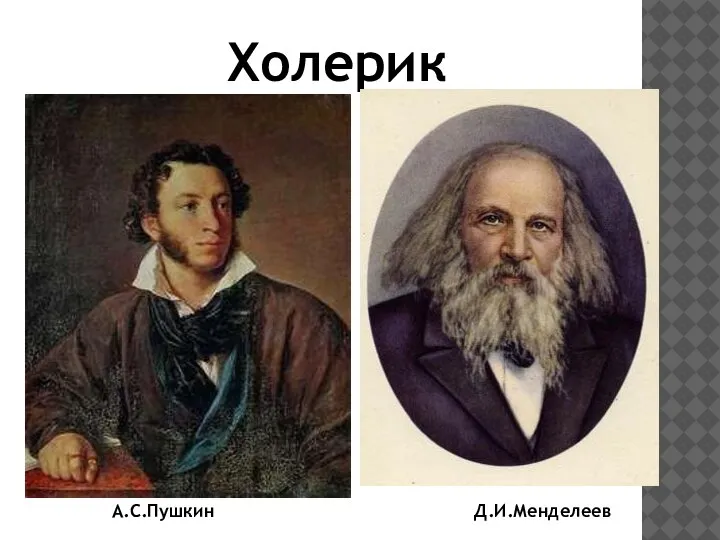 Холерик А.С.Пушкин Д.И.Менделеев