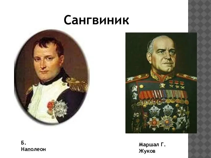 Сангвиник Б.Наполеон Маршал Г. Жуков