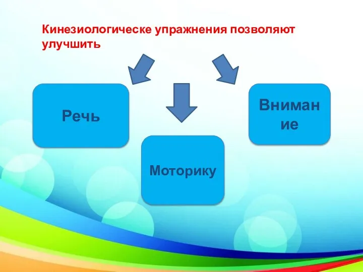 Кинезиологическе упражнения позволяют улучшить Речь Внимание Моторику