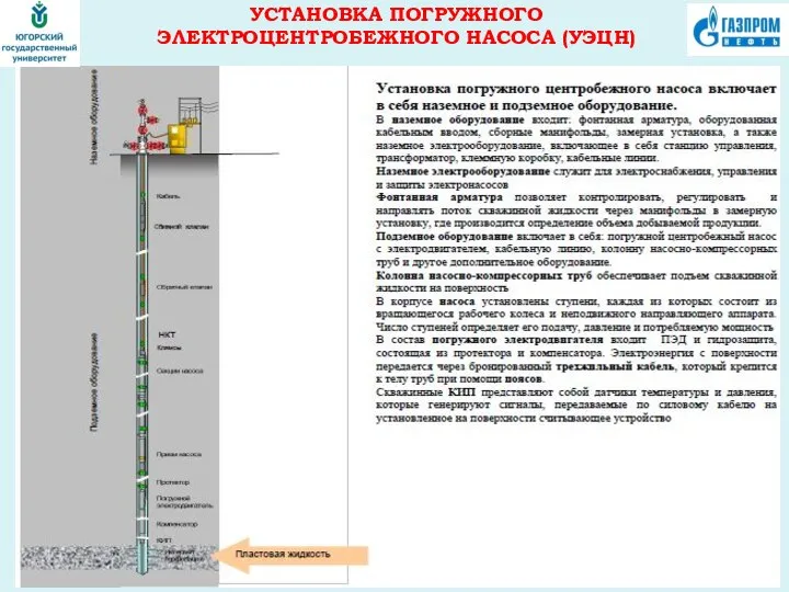 УСТАНОВКА ПОГРУЖНОГО ЭЛЕКТРОЦЕНТРОБЕЖНОГО НАСОСА (УЭЦН)