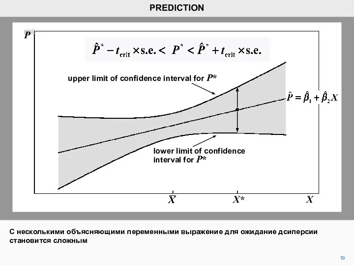 19 PREDICTION P X X* upper limit of confidence interval for P*