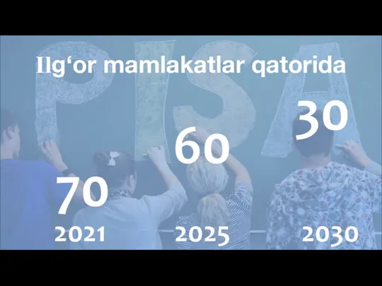 2021 2025 2030 70 60 30 Ilg‘or mamlakatlar qatorida