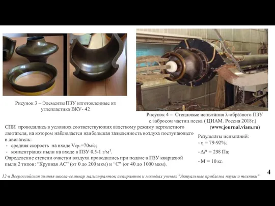 Рисунок 4 – Стендовые испытания λ-образного ПЗУ с забросом частиц песка (