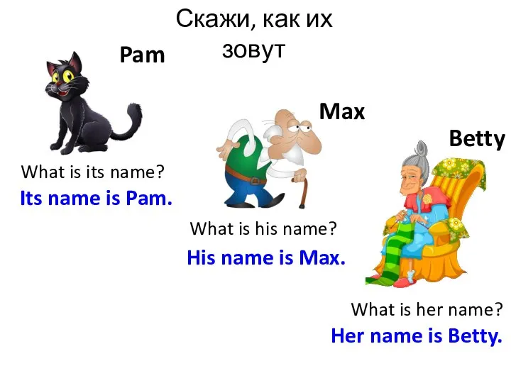Скажи, как их зовут Max Pam What is its name? What is