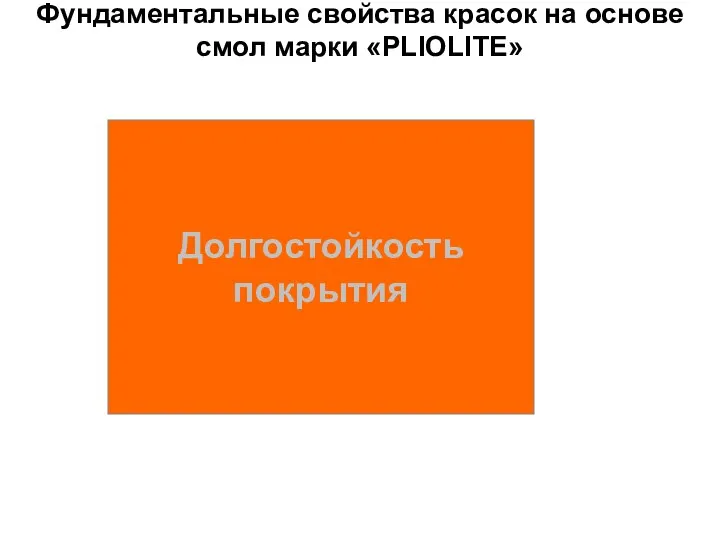 Долгостойкость покрытия Фундаментальные свойства красок на основе смол марки «PLIOLITE»