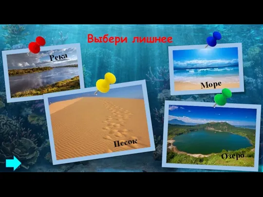 Выбери лишнее Море Озеро Песок Река