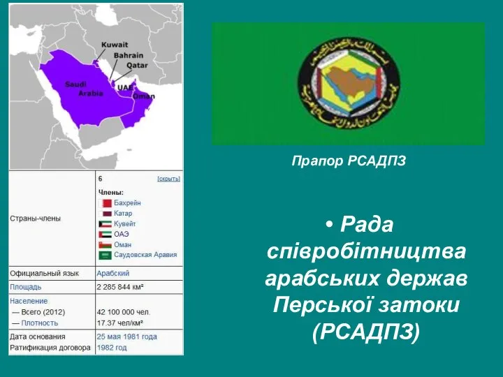 Рада співробітництва арабських держав Перської затоки (РСАДПЗ) Прапор РСАДПЗ