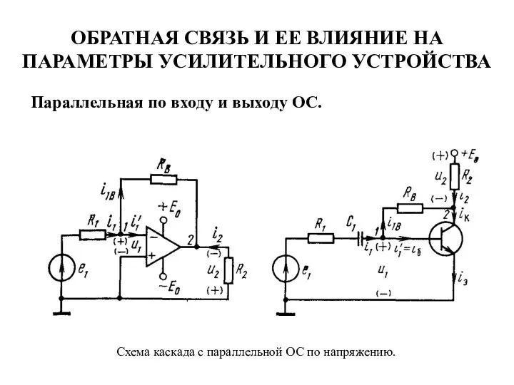 ОБРАТНАЯ СВЯЗЬ И ЕЕ ВЛИЯНИЕ НА ПАРАМЕТРЫ УСИЛИТЕЛЬНОГО УСТРОЙСТВА Параллельная по входу