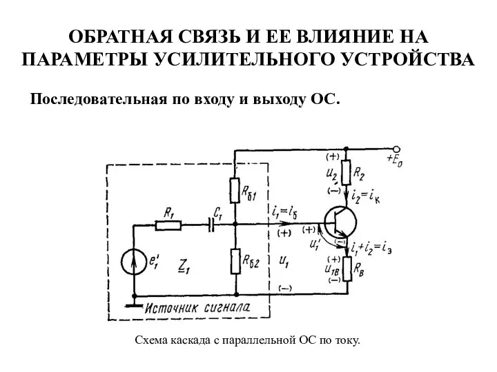 ОБРАТНАЯ СВЯЗЬ И ЕЕ ВЛИЯНИЕ НА ПАРАМЕТРЫ УСИЛИТЕЛЬНОГО УСТРОЙСТВА Последовательная по входу