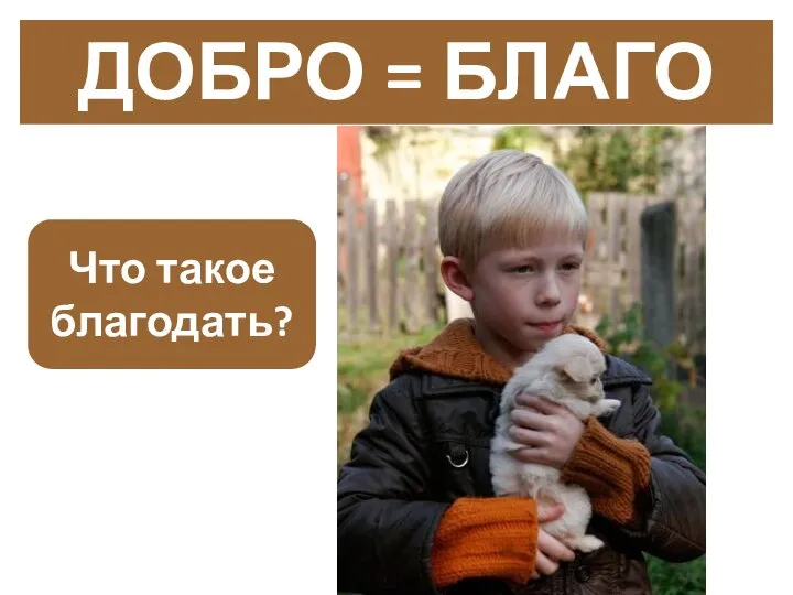 ДОБРО = БЛАГО Что такое благодать?