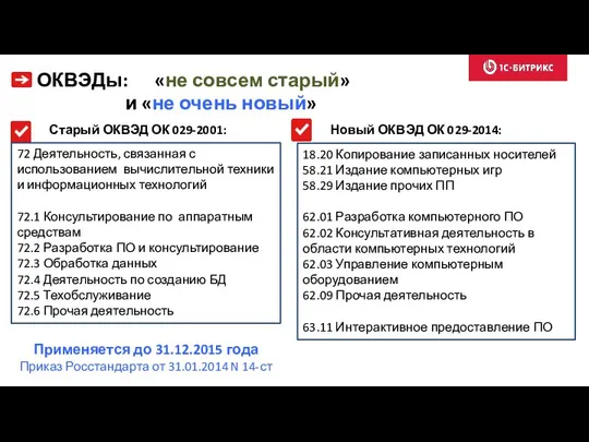 ОКВЭДы: «не совсем старый» и «не очень новый» Старый ОКВЭД ОК 029-2001: