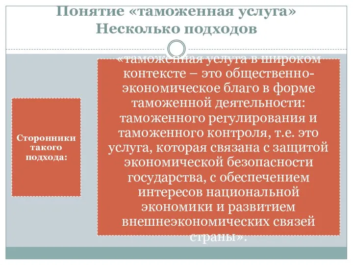 Понятие «таможенная услуга» Несколько подходов