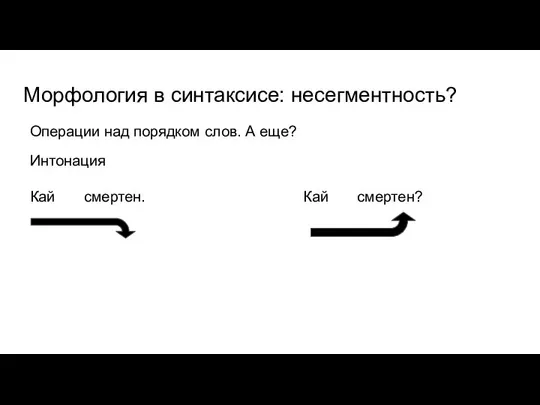 Морфология в синтаксисе: несегментность? Интонация Кай смертен. Кай смертен? Операции над порядком слов. А еще?