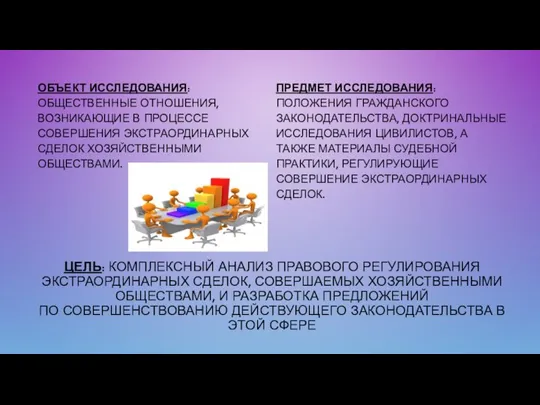 ЦЕЛЬ: КОМПЛЕКСНЫЙ АНАЛИЗ ПРАВОВОГО РЕГУЛИРОВАНИЯ ЭКСТРАОРДИНАРНЫХ СДЕЛОК, СОВЕРШАЕМЫХ ХОЗЯЙСТВЕННЫМИ ОБЩЕСТВАМИ, И РАЗРАБОТКА