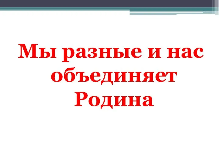 Мы разные и нас объединяет Родина