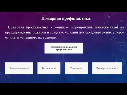 Пожарная профилактика - комплекс мероприятий, направленный на предупреждение пожаров и создание условий