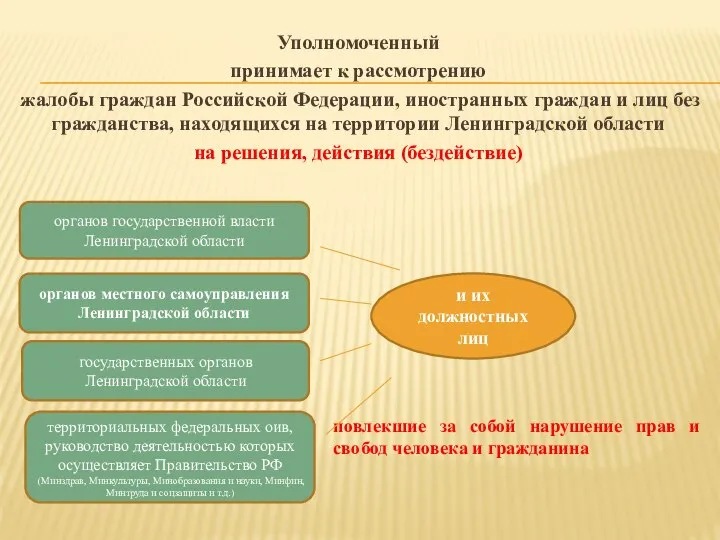 Уполномоченный принимает к рассмотрению жалобы граждан Российской Федерации, иностранных граждан и лиц
