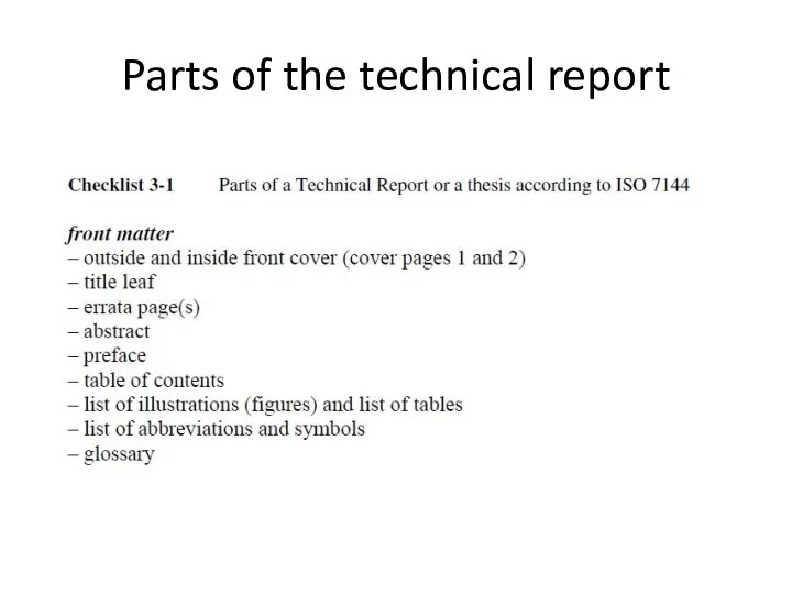 Parts of the technical report