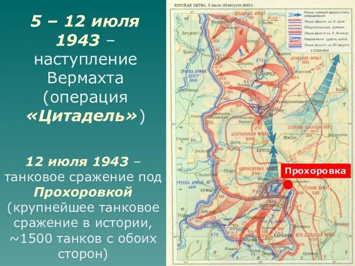 5 – 12 июля 1943 – наступление Вермахта (операция «Цитадель») 12 июля