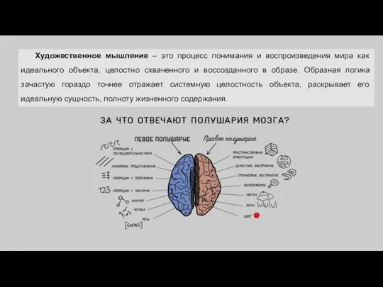 Художественное мышление – это процесс понимания и воспроизведения мира как идеального объекта,