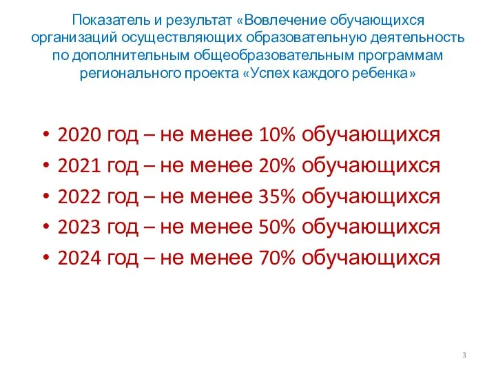 Показатель и результат «Вовлечение обучающихся организаций осуществляющих образовательную деятельность по дополнительным общеобразовательным